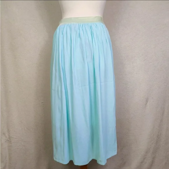 M&S Aqua Blue A-line Midi Skirt Elastic Waist UK Size 10 New - Picture 3 of 7